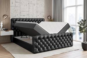 Boxspringbett BOXI8-Z Hochglanz Schwarz - Breite: 180 cm - H4