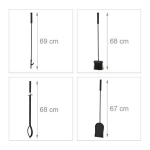 5-teiliges Kaminbesteck Schwarz - Braun - Holzwerkstoff - Metall - 20 x 78 x 20 cm