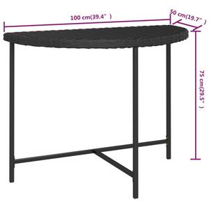 Table de jardin Noir - Métal - Rotin - 100 x 75 x 100 cm