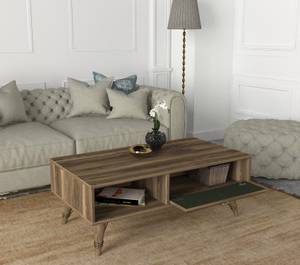 Couchtisch Valente Walnuss Dunkelgrün Braun - Holzwerkstoff - 110 x 42 x 60 cm