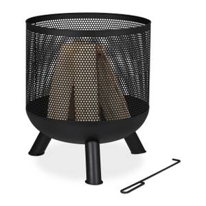 Feuerkorb im Mesh Design Schwarz - Metall - 44 x 53 x 44 cm