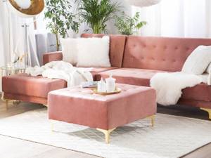 Pouf ottoman ABERDEEN Doré - Rose foncé