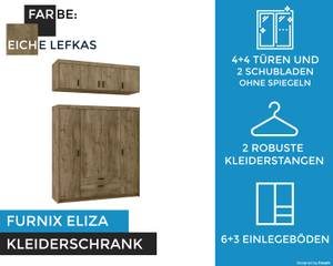 FURNIX Kleiderschrank Eliza 4D Lefkas Eiche Dunkel Dekor - Eiche Dekor - Eiche Hell - Eiche Hell Dekor