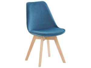 Chaise de salle à manger DAKOTA II Bleu - Chêne clair - 47 x 82 x 57 cm - Lot de 2 - Vernis mat - Non revêtu