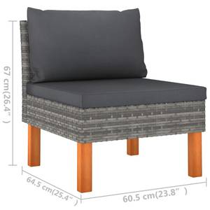 Garten-Sofa-Set (6-teilig) 3009634-19 Grau - Metall - Polyrattan - Holzart/Dekor - 61 x 67 x 65 cm