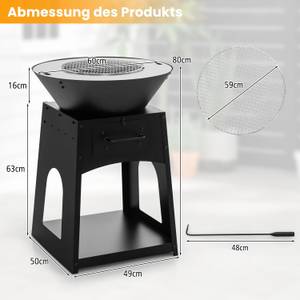 Feuerstelle ZB33690PWDE Schwarz - Metall - 60 x 80 x 60 cm