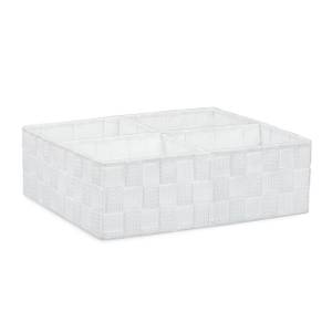 Panier de rangement avec 4 compartiments Blanc - Métal - Matière plastique - 32 x 10 x 27 cm