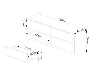 Commode K160 4S CLP Imitation chêne clair - Blanc