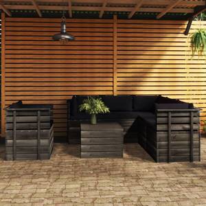 Gartensitzgruppe K5427(7-tlg) Schwarz - Massivholz - 72 x 65 x 70 cm