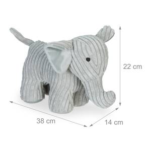 Türstopper Elefant Grau - Naturfaser - Textil - 14 x 22 x 38 cm