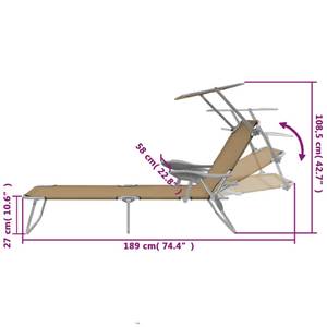 Sonnenliege 3004846 Grau - Metall - 58 x 27 x 189 cm