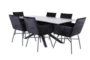 Essgruppe Piazza 5 (7-teilig) Schwarz - Massivholz - 90 x 76 x 190 cm