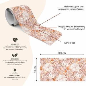 Tapetenbordüre Blumen Ornamente Natur Beige - Braun - Orange - Papier - Textil - 10 x 300 x 300 cm