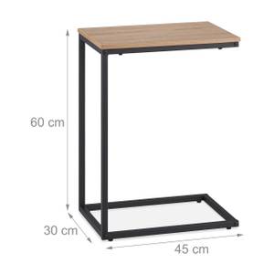 Table d'appoint en forme de C Noir - Marron - Bois manufacturé - Métal - 30 x 60 x 45 cm