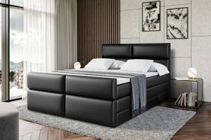 Boxspringbett BOXI3-Z KING Hochglanz Schwarz - Breite: 180 cm