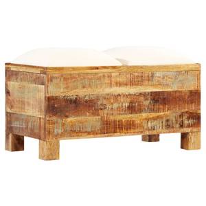 Banc de rangement 245137 Marron - Bois massif - Textile - 80 x 40 x 40 cm