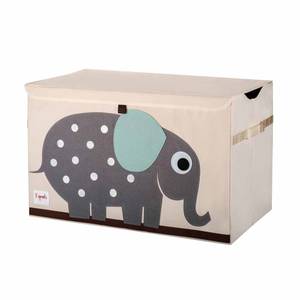 Aufbewahrungskiste Deckel Elefant Beige - Textil - 37 x 62 x 37 cm