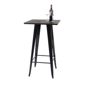 Table haute A73 avec plateau en bois Noir - Marron