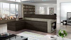 Ecksofa RIC Beige - Dunkelbraun - Ecke davorstehend links