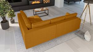 Ecksofa Amber Gelb - Massivholz - Textil - Holzart/Dekor - Holz teilmassiv - 231 x 81 x 161 cm