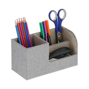 Schreibtisch Organizer Leinen-Optik Grau - Holzwerkstoff - Textil - 20 x 11 x 9 cm