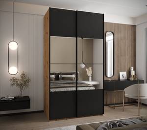 Armoire Lux 4 Noir - Imitation chêne - Largeur : 140 cm