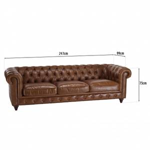 Sofa GASTON Braun - Echtleder - 99 x 73 x 247 cm