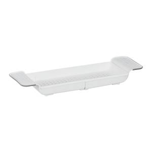 Plateau de baignoire extensible Gris - Blanc - Matière plastique - 78 x 6 x 18 cm