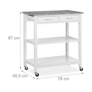 Küchenwagen weiß Grau - Silber - Weiß - Holzwerkstoff - Stein - 78 x 87 x 49 cm