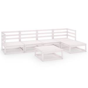 Garten-Lounge-Set (6-teilig) 3009926-1 Weiß - Massivholz - Holzart/Dekor - 70 x 30 x 70 cm