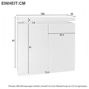 Schuhschrank ModernerStil Ⅵ Weiß - Holzwerkstoff - Holz teilmassiv - 38 x 97 x 100 cm