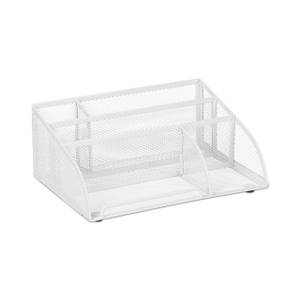 Organiseur bureau avec 5 compartiments Blanc - Métal - 26 x 11 x 17 cm