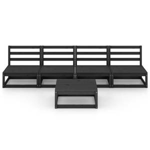 Salon de jardin (lot de 5) 3009884-1 Noir - Bois massif - Bois/Imitation - 70 x 30 x 70 cm