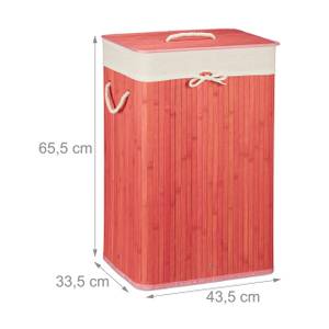 1 x Wäschekorb Bambus eckig pink Pink - Weiß - Bambus - Textil - 44 x 66 x 34 cm