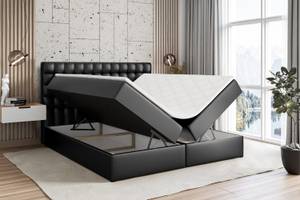 Boxspringbett - VIONE Hochglanz Schwarz - Breite: 120 cm - H4