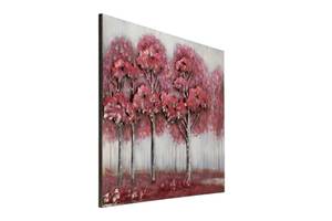 Metallbild Waldharmonie Pink - Metall - 100 x 70 x 5 cm