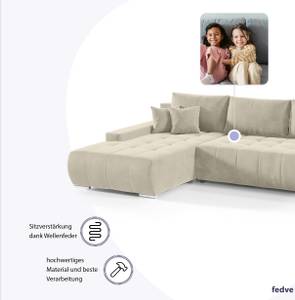 Ecksofa Dhaka L-form Links Beige - Ecke davorstehend links