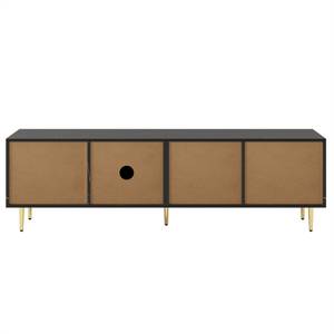 TV-Schrank Schwarzer Gold-Luxus Ⅱ Schwarz - Holzwerkstoff - Holz teilmassiv - 35 x 60 x 200 cm