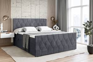 Boxspringbett VELANTO Steingrau - Breite: 140 cm - H4