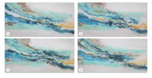Tableau peint Diagonals of the Sky Bleu - Blanc - Bois massif - Textile - 120 x 60 x 4 cm