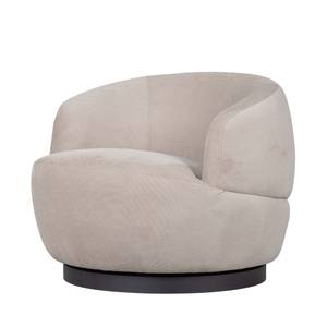 Fauteuil en velours côtelé naturel Marron - Imitation chêne