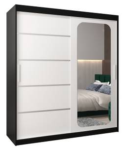 Armoire à portes coulissantes promo v2 Noir - Blanc - Largeur : 180 cm - 2 porte