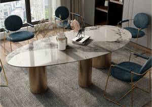 Ovaler Esstisch aus Keramik Tischbeine 110 x 220 cm