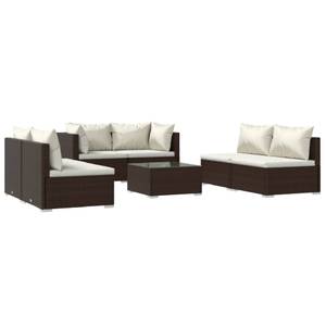 Garten-Lounge-Set (7-teilig) 3013635-1 Braun - Weiß - Metall - Polyrattan - 60 x 30 x 60 cm