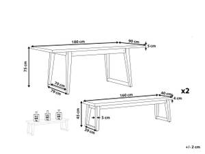 Gartenset ORIA 3-tlg Braun - Grau - Stein - 160 x 75 x 90 cm