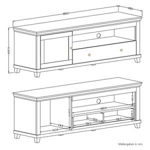 TV Lowboard mit LED Beleuchtung Landhaus Weiß - Holzwerkstoff - 181 x 61 x 49 cm