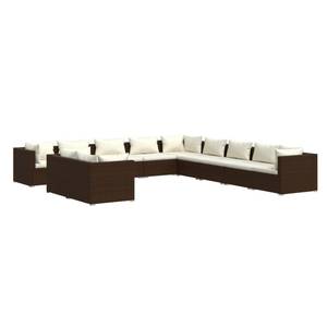 Garten-Lounge-Set (11-teilig) 3013637-19 Braun - Weiß - Metall - Polyrattan - 70 x 61 x 70 cm