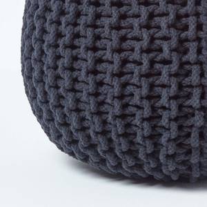 Runder Strickpouf 100% Baumwolle Schwarz