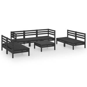 Salon de jardin Noir - Bois massif - Bois/Imitation - 64 x 29 x 64 cm