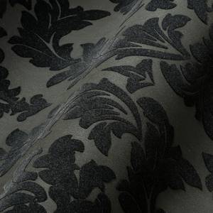 Barocktapete mit Flock Schwarz - Grau - Silber - Kunststoff - Textil - 53 x 1005 x 1 cm